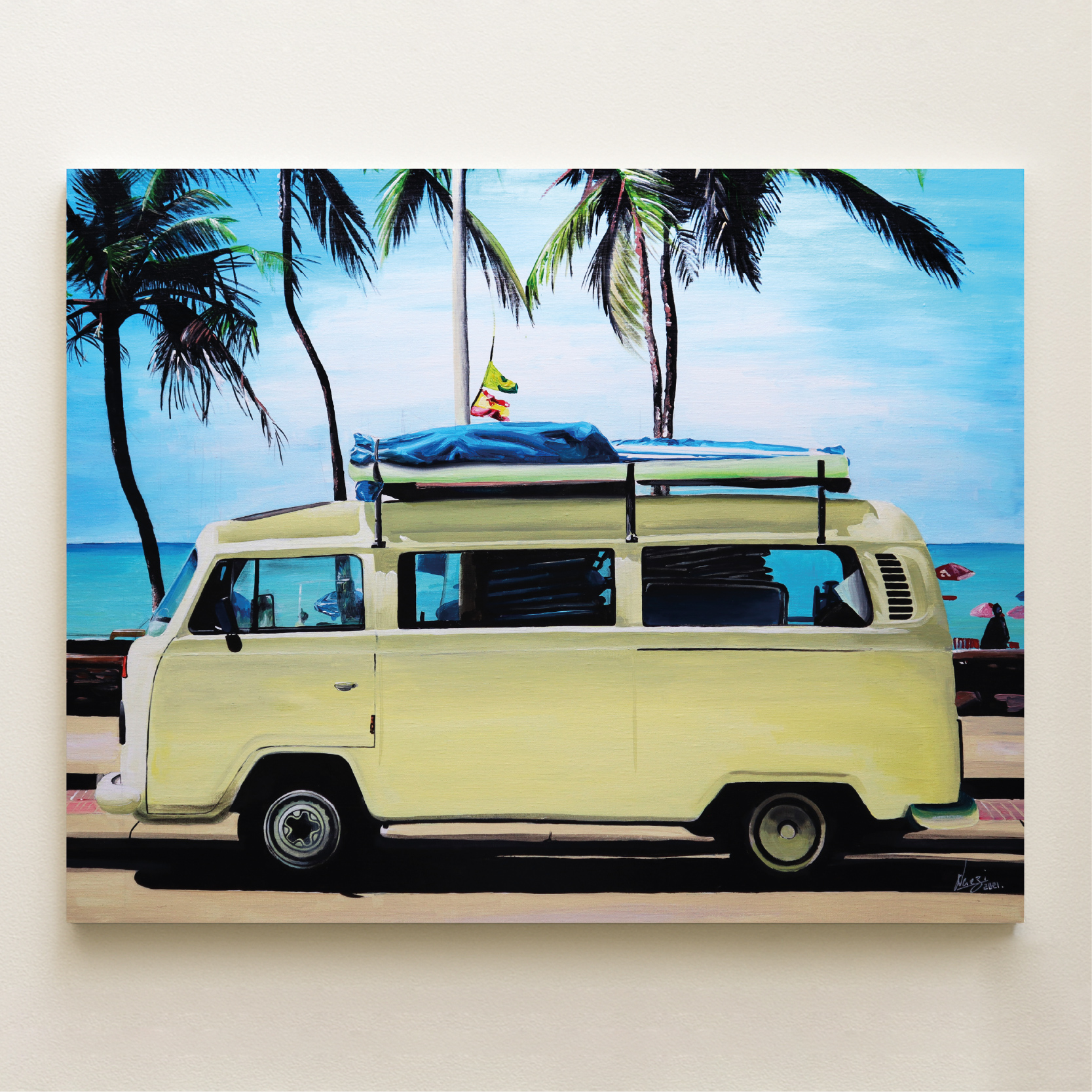 Peinture originale Van Volkswagen – tableau automobile